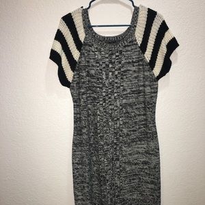 Grey black and white knit sweater dress